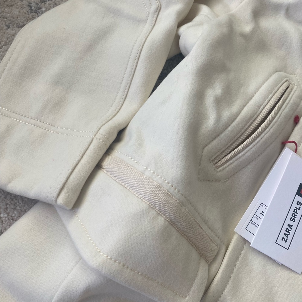 ZARA SRPLS ICE/CT 03 WOOL COAT OYSTER WHITE WOMEN - Picture 7 of 16